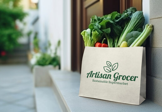 Delivery Paper Shopping Bag Mockup With Generative AI