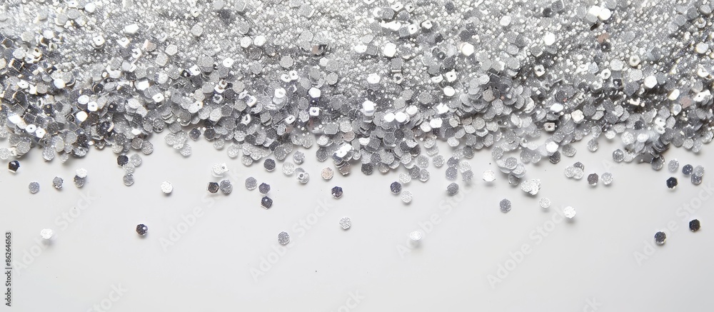 Aufkleber top view of silver glitter on a white background with copy space image.