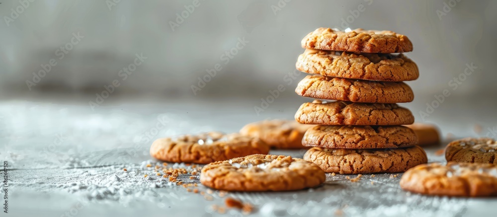 Aufkleber Stack of delicious cookies in an elegant arrangement with copy space image.