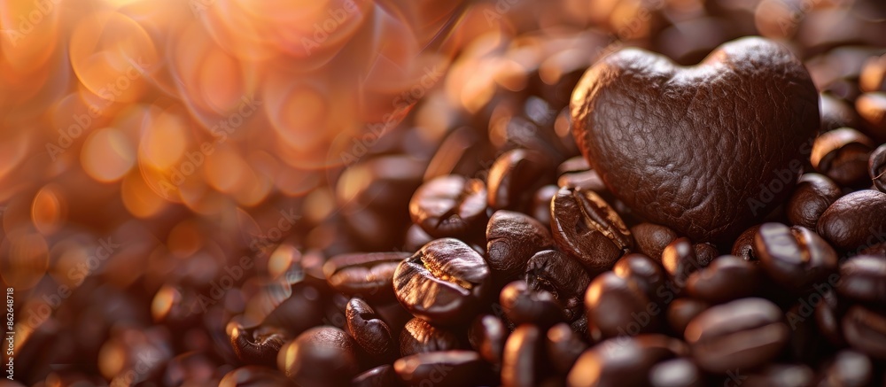 Aufkleber a heart-shaped cluster of coffee beans is positioned in the backdrop, giving ample copy space image.