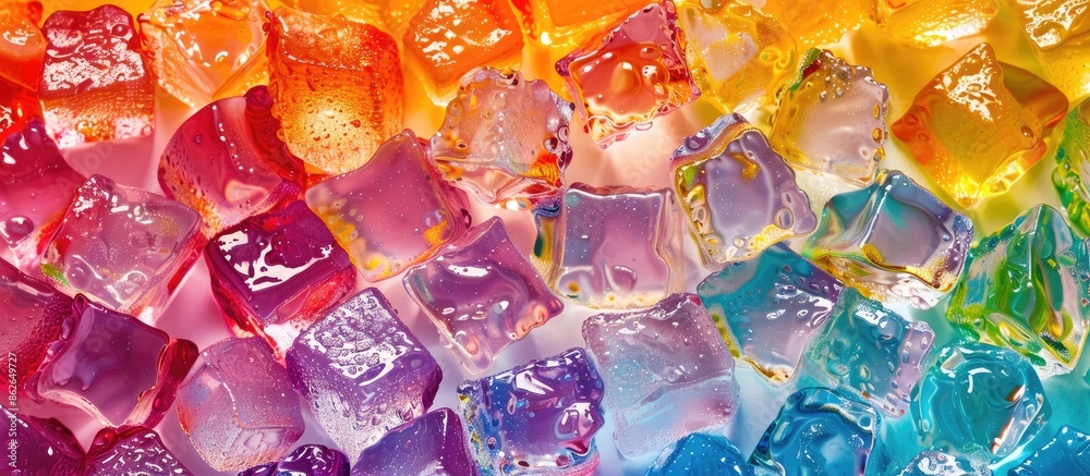 Fototapete colorful backdrop with ice cubes creating copy space image.