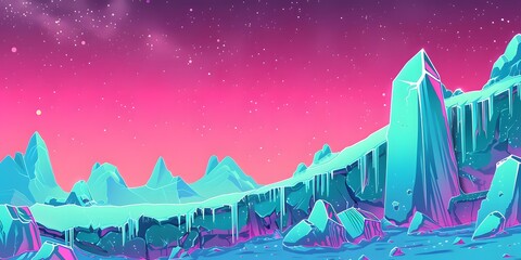 Obraz premium Iced green and magenta cartoon style background