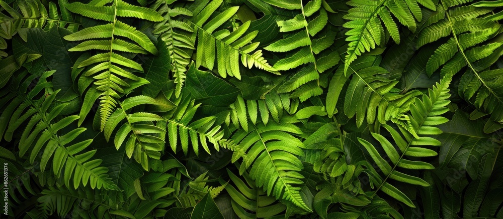 Aufkleber green foliage background with a perfect natural fern leaf pattern, ideal for a copy space image.