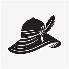 Female hat vector silhouette illustration on a White Background