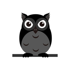 Happy Halloween owl flat vector illustration. Vector scary and creepy owls. Isolated on a blank background can be edited and color-changed.