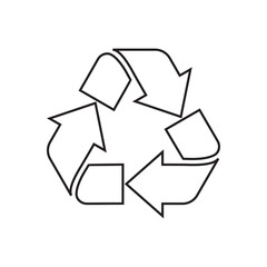 Recycling Sign Symbol Symbol Flat Design Vector Illustration. Isolated in a blank background can be edited and color-changed.
