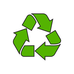 Obraz premium Recycling Sign Symbol Symbol Flat Design Vector Illustration. Isolated in a blank background can be edited and color-changed.