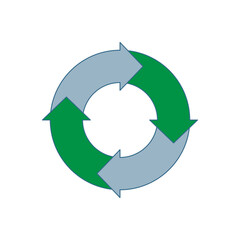 Recycling Sign Symbol Symbol Flat Design Vector Illustration. Isolated in a blank background can be edited and color-changed.