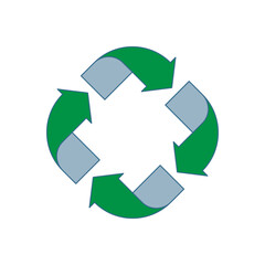 Obraz premium Recycling Sign Symbol Symbol Flat Design Vector Illustration. Isolated in a blank background can be edited and color-changed.