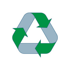Recycling Sign Symbol Symbol Flat Design Vector Illustration. Isolated in a blank background can be edited and color-changed.