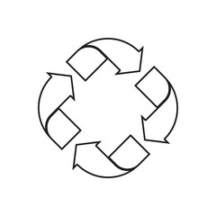 Recycling Sign Symbol Symbol Flat Design Vector Illustration. Isolated in a blank background can be edited and color-changed.