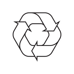 Recycling Sign Symbol Symbol Flat Design Vector Illustration. Isolated in a blank background can be edited and color-changed.