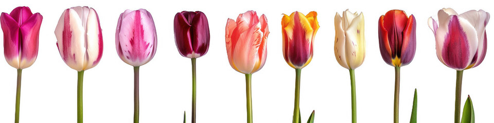 Realistic Photograph of Tulips in a Row