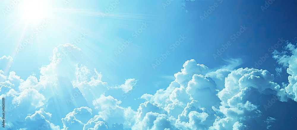 Aufkleber Wide summer template backdrop featuring a blue sky with clouds and ample copy space image.