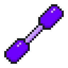 Purple Dumbbell ,Pixel Art Style, Isolated