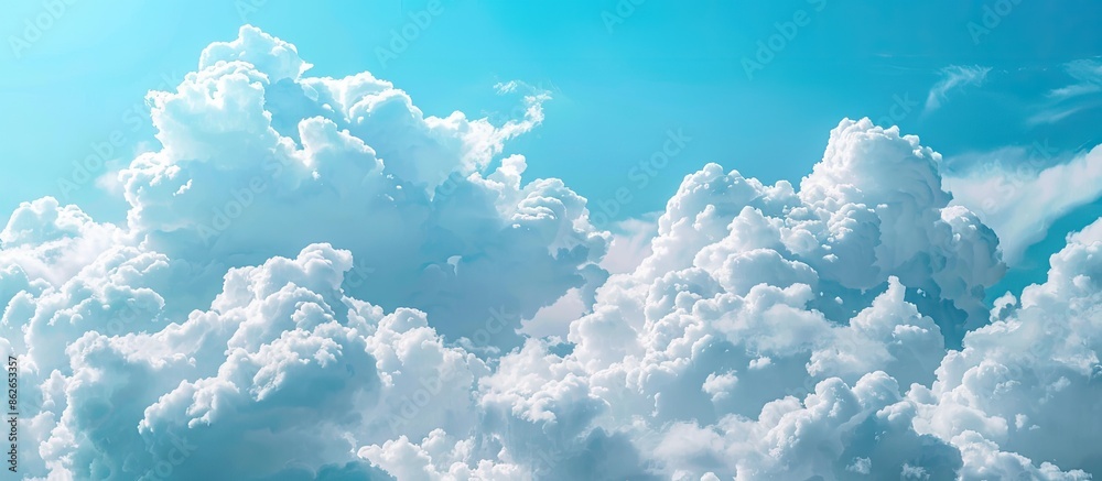 Aufkleber panoramic view of a sky with fluffy white clouds against a blue backdrop, ideal for copy space image