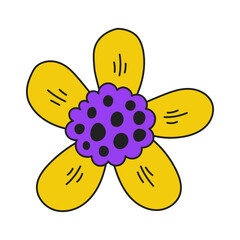 Cartoon Narcissus blossom. Funky colorful flower. Creative doodle vector illustration.