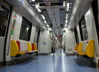 Obraz premium Empty Subway Transport. Interior View Of A Subway.