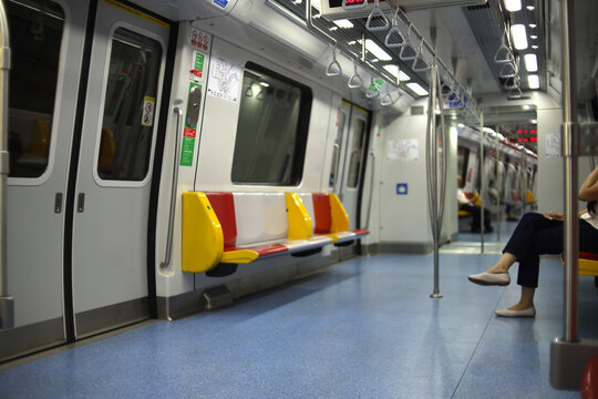 Empty Subway Transport. Interior View Of A Subway.
