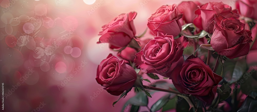 Poster a beautiful arrangement of fragrant roses is displayed against a stunning copy space image, perfect 