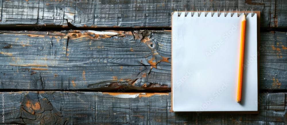 Leinwandbilder image of a notepad and pencil on a wooden background, suitable for educational or business purposes,