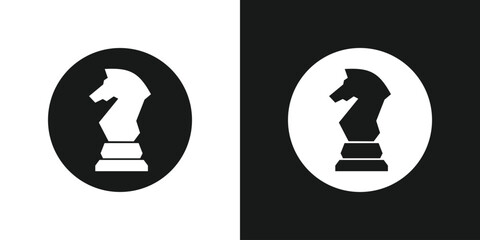 Chess knight horse icon design. Black and white icon vector. © AdityasStd