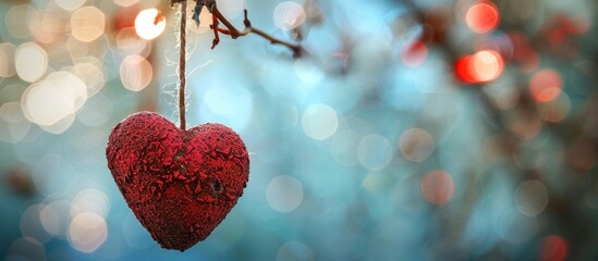 Stick-mounted heart with a background for text insertion (copy space image).