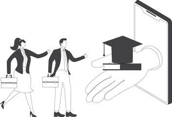 Online education concept, Internet, Learning, Library, Literature, Males, Men, Mobile App