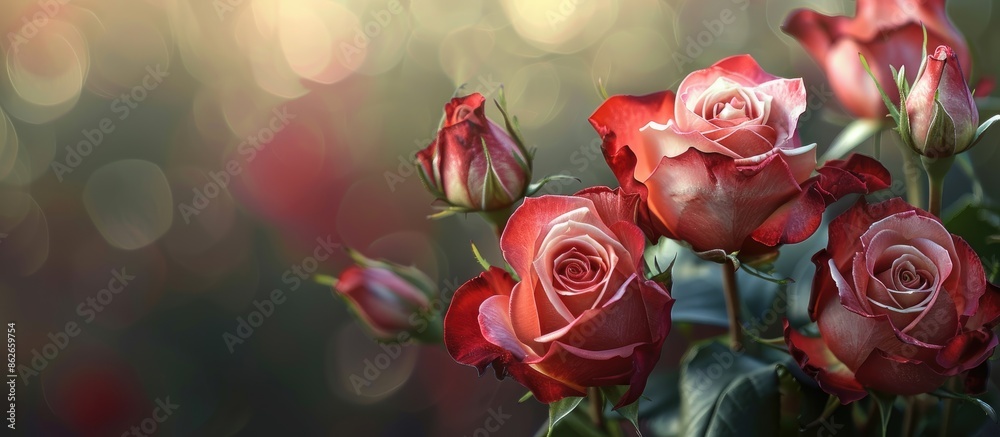 Poster a beautiful arrangement of fragrant roses is displayed against a stunning copy space image, perfect 