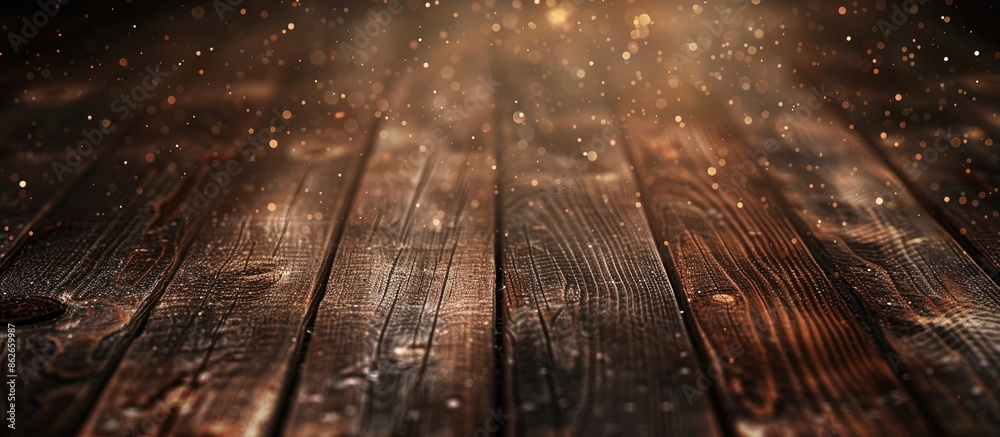 Poster Brown wood texture with dust particles, creating an abstract wood plank background with copy space image.