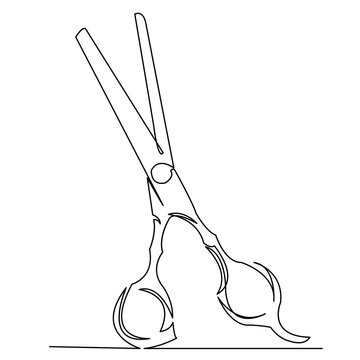 recommend clip art: continuous single drawn one line scissors for a hairstyle hand-drawn picture silhouette. Line art. Doodle