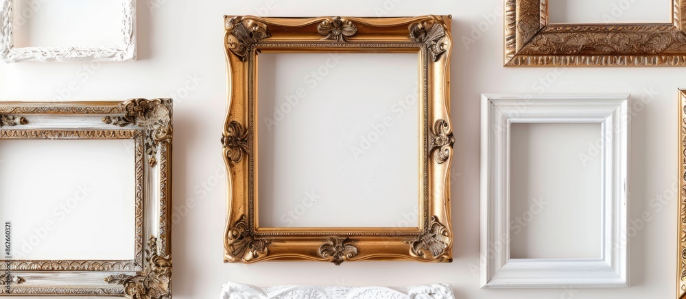 Aufkleber White background with a photo frame isolated for a copy space image.