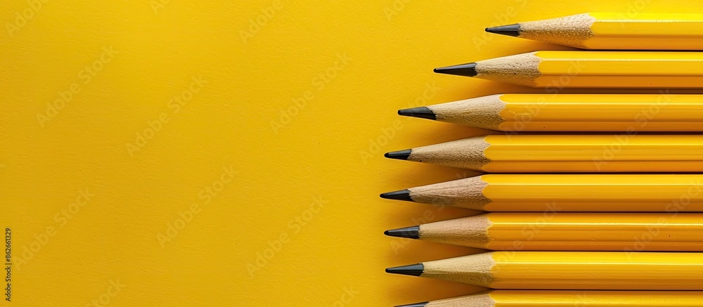 Aufkleber Yellow pencils on a matching background with empty space for writing or images. Copy space image. Place for adding text and design