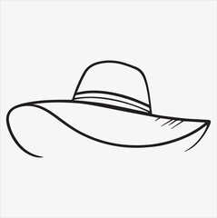 Female hat vector silhouette illustration on White Background