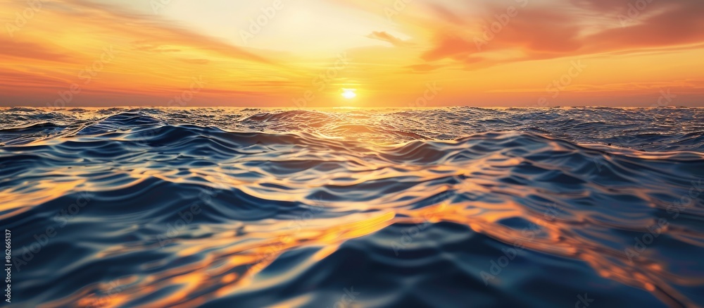 Poster gorgeous sunset view on the ocean with copy space image.