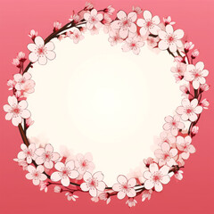 circle decorated sakura flowers on background.