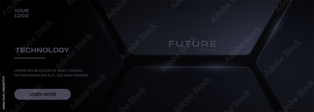 Poster black elegant promotion banner design. abstract modern technology futuristic background with black 3