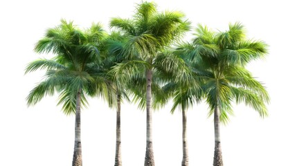 Obraz premium Image of green palm trees on white background.