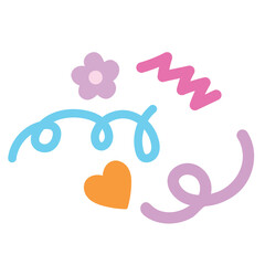 Obraz premium Illustration of pastel flower, heart and doodles elements for decoration, tattoo, social media post, print, cute patches, shirt print, logo, icon, floral print, love sign, valentine card, pattern, ads