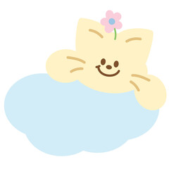 Illustration of cat with cloud for cartoon, character, comic, mascot, sticker, branding, logo, icon, animal print, standee, cute patches, print, toddler, baby, children, plush toy, doll, pet, vet, ads
