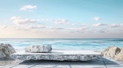 Rocks, stone slabs in nature, the beauty of the beach, seaside