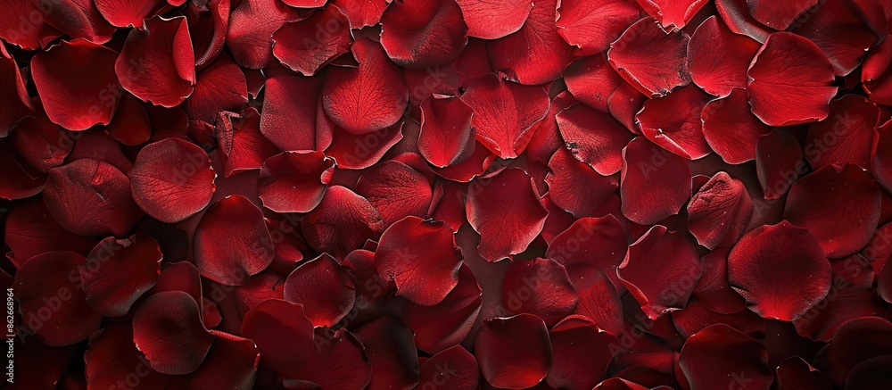 Poster Background texture of red rose petals with copy space image.