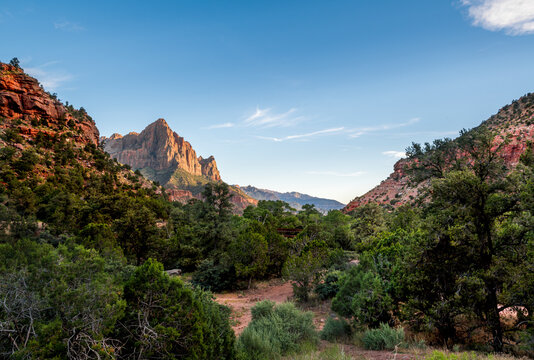 View of majestic mountains and rock formations in zion national park, springdale, utah, united states.