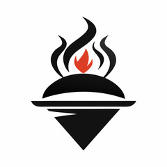 Minimalist restaurant logo with hot cooking and Pizza icon