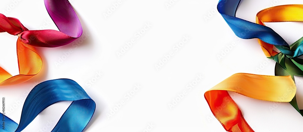 Leinwandbilder Vivid ribbon positioned towards the bottom of the image on a white background with ample copy space.