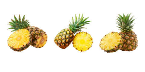 pineapple, fruit, cut, half, isolated, white background, clipping path, detailed, photo, high resolution, tropical, fresh, yellow, ripe, juicy, food, sweet, natural, vibrant, color, organic, healthy, 