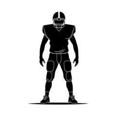 simple black full body american football player silhouette on white background