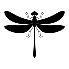 simple black dragonfly silhouette on white background