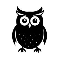 simple black Owl silhouette on white background