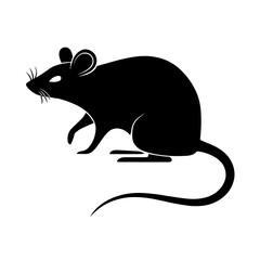 simple black rat silhouette on white background